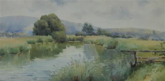 E. Scott watercolour, river view(-)